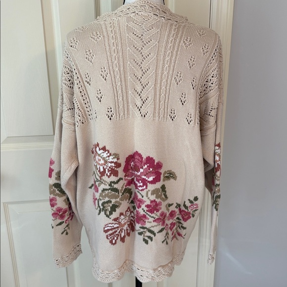 Vintage 90s Laura Ashley Floral and Lace Sweater 100% Cotton size L - Picture 3 of 9
